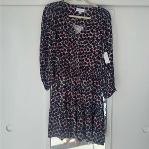 Velvet Black and Pink Long Sleeve Dress